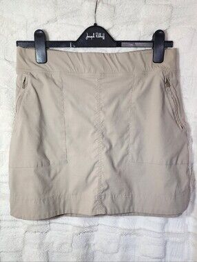 Reel Legends sz M women's skort khaki breathable shorts under zip pockets